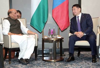 Defence minister Rajnath Singh calls on President of Mongolia